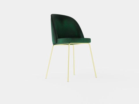 Felipe Dining Chair Velvet Green Brass 3D Model