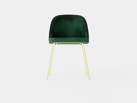 Felipe Dining Chair Velvet Green Brass Modello 3D