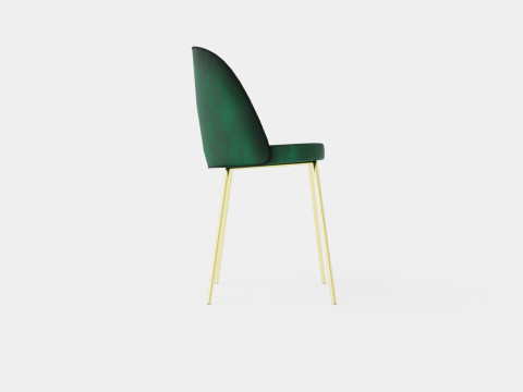 Felipe Dining Chair Velvet Green Brass Modello 3D