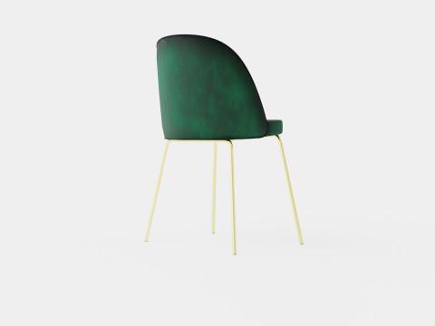 Felipe Dining Chair Velvet Green Brass Modello 3D