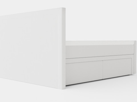 Franco Bed Package Co Storage White Artificial Leather Modelo 3D