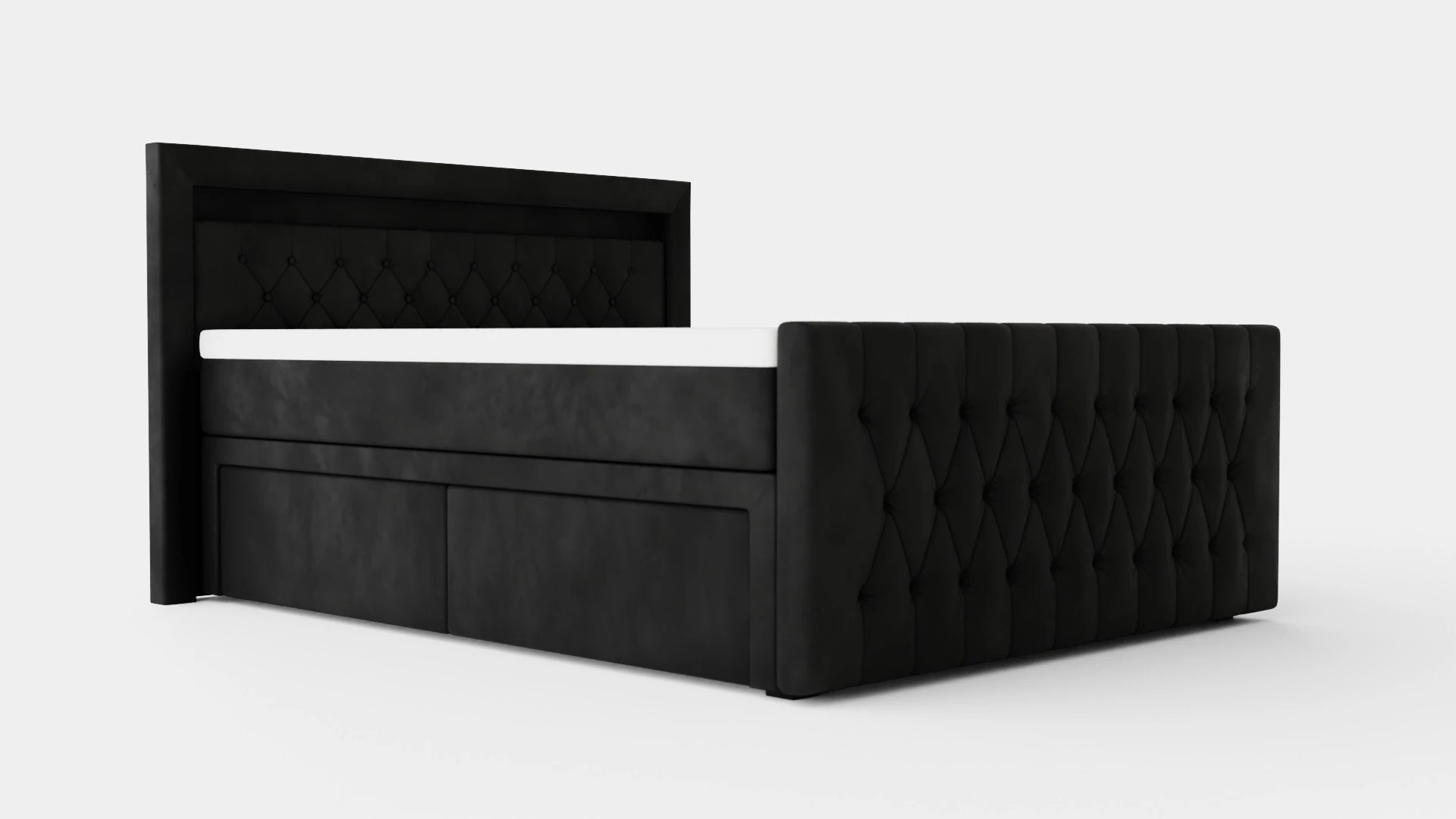 Franco Bed Package Led Lighting Black Artificial Leather 3D Model .c4d .max .obj .3ds .fbx .stl .blend 