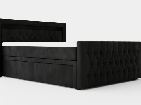 Franco Bed Package Led Lighting Black Artificial Leather 3D Model