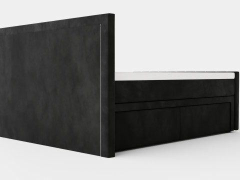 Franco Bed Package Led Lighting Black Artificial Leather 3D Model