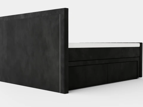 Franco Bed Package Led Lighting Black Artificial Leather 3D Model