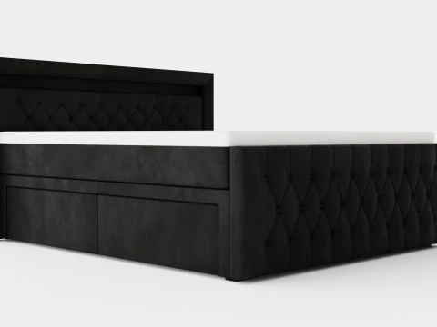 Paket Tempat Tidur Franco Beludru Hitam Model 3D