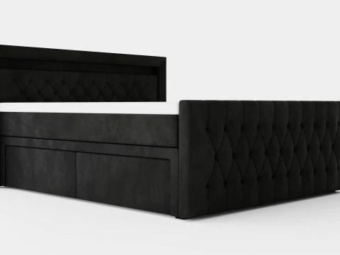 Franco Bed Package Co Storage Cuero artificial negro Modelo 3D