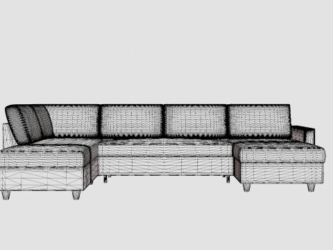 Garland U Bed Sofa Left Light Gray 3D Model