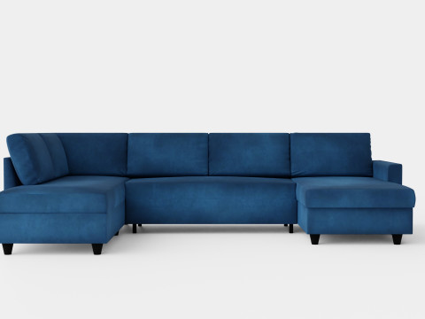 Garland U Bed Sofa Left Velvet Petrol 3D Model