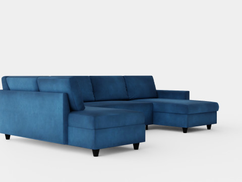 Garland U Bed Sofa Left Velvet Petrol 3D Model