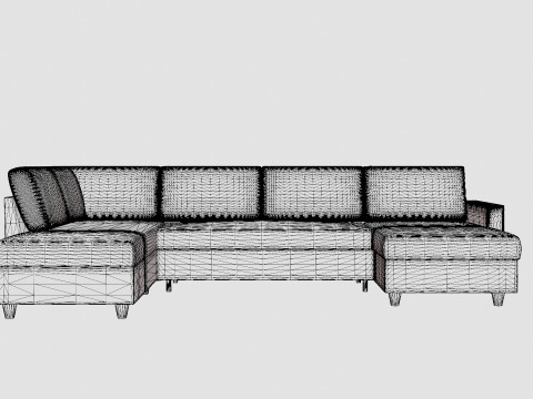 Garland U Bed Sofa Left Velvet Petrol 3D Model