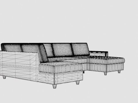Garland U Bed Sofa Left Velvet Petrol 3D Model