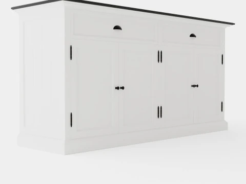 Hampton Done 4 Pintu 2 Kotak Putih Hitam Model 3D