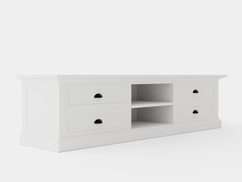 Hampton TV Bench Shelf 4 Boxes White 3D Model