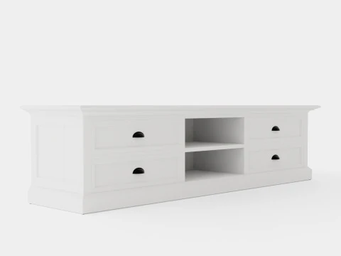 Prateleira de bancada para TV Hampton 4 caixas branca Modelo 3D