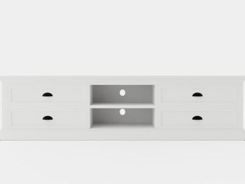 Hampton TV Bench Shelf 4 Boxes White 3D Модель