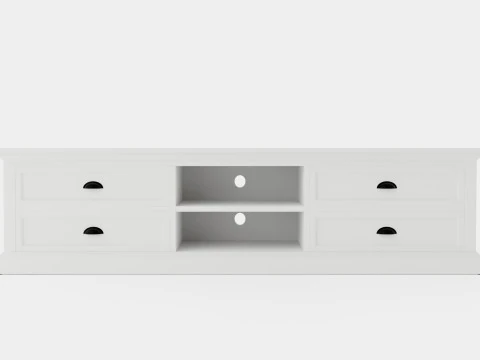 Hampton TV Bench Shelf 4 Boxes White 3D Model