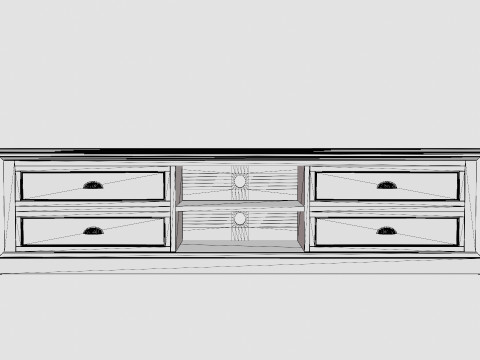 Hampton TV Bench Shelf 4 Boxes White 3D Модель
