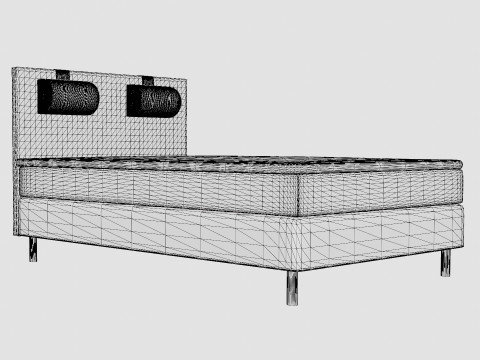 Happy Continental Bed Light Gray 3D Model
