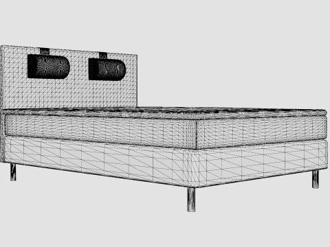 Happy Continental Bed Black 3D Model
