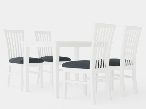 Hartford Dining Table With 4 Lacko Chairs 3D Model