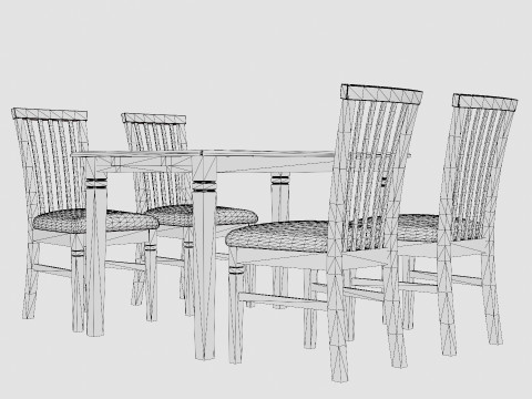 Hartford Dining Table With 4 Lacko Chairs 3Dモデル