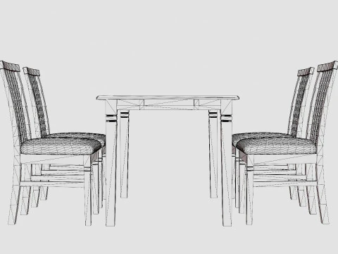 Hartford Dining Table With 4 Lacko Chairs 3D Model