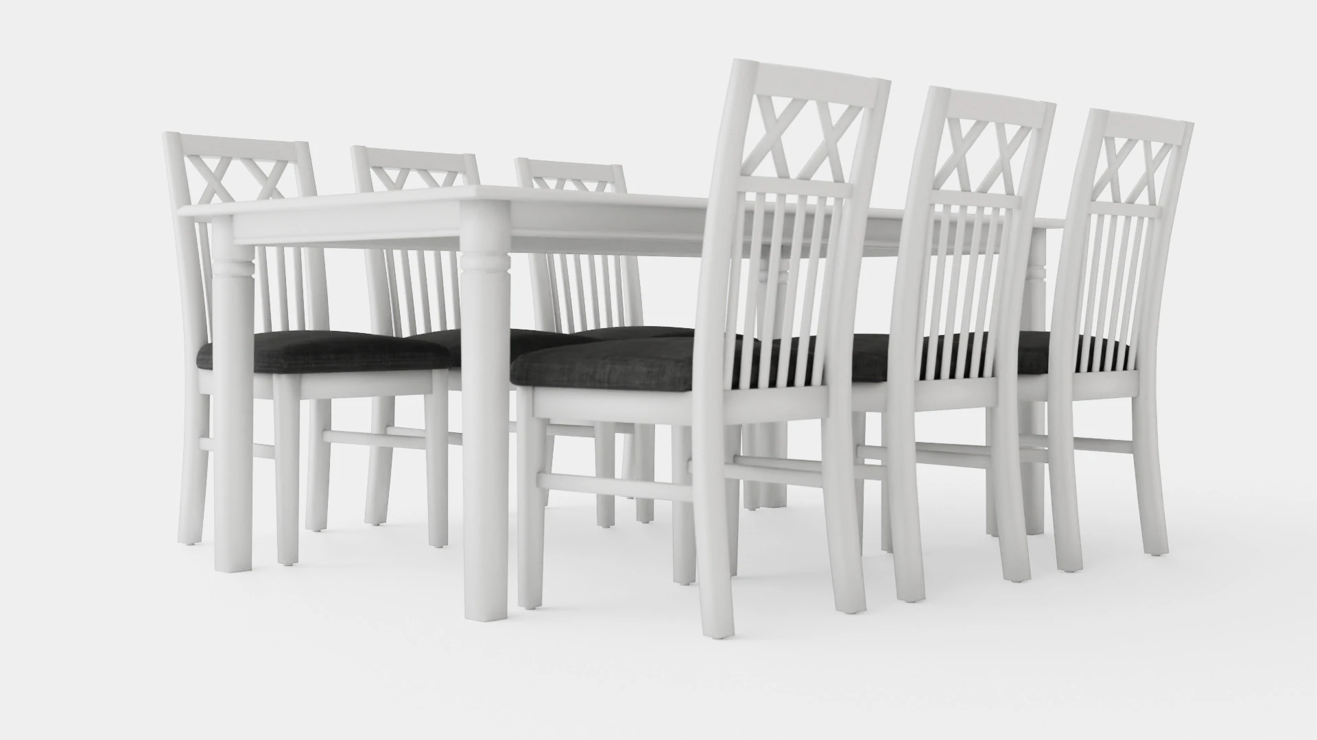 Hartford Dining Table With 6 Rebecka Chairs White 3D Model .c4d .max .obj .3ds .fbx .stl .blend 