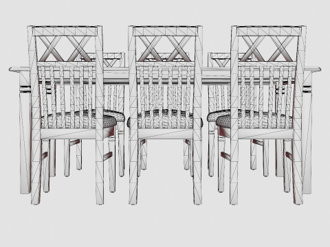 Hartford Dining Table With 6 Rebecka Chairs White 3D Model