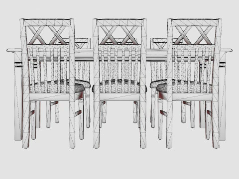 Hartford Dining Table With 6 Rebecka Chairs White 3D Model