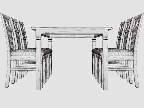 Hartford Dining Table With 6 Rebecka Chairs White 3D Model