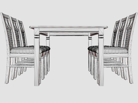 Hartford Dining Table With 6 Rebecka Chairs White 3D Model