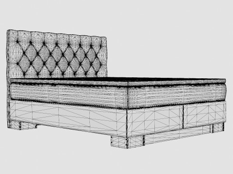 Hilton Luxury Continental Bed Light Gray 3D Model