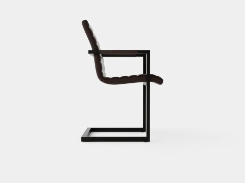 Chaise de salle &agrave; manger House Vintage en cuir artificiel marron fonc&eacute; Modèle 3D