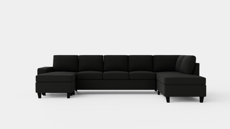 Houston U Sofa Large With Divan Left Dark Gray 3D Model .c4d .max .obj .3ds .fbx .stl .blend