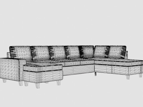 Houston U Sofa Large With Divan Left Dark Gray 3D Model