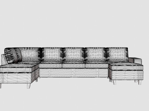 Houston U Sofa Large With Divan Right Modello 3D