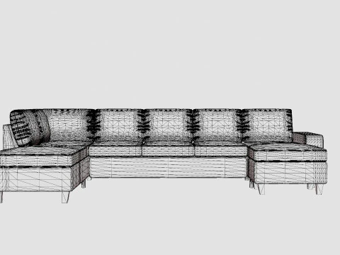 Houston U Sofa Large With Divan Right 3D Model