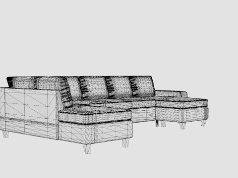 Houston U Sofa Large With Divan Right 3D Model
