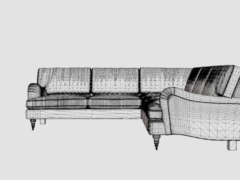 Howard Classic Corner Sofa Gray 3D Model