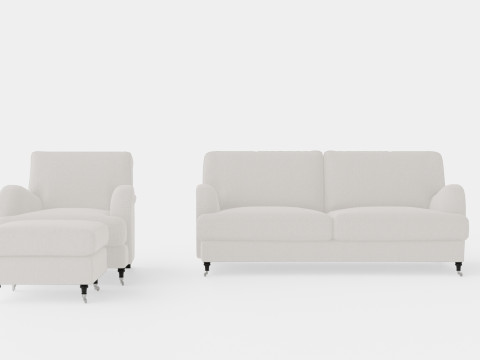 Howard Classic Sofa Group 3 5 Seater Armchair Footstool 3D Model