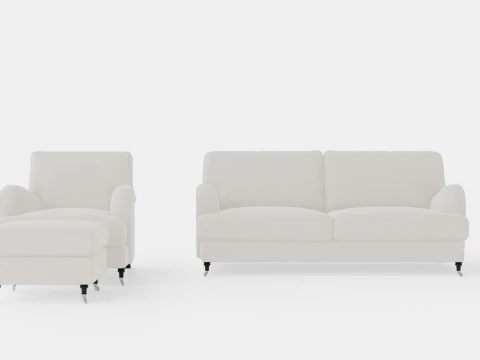 Howard 클래식 소파 그룹 3 5인용 안락의자 발판 3D 모델