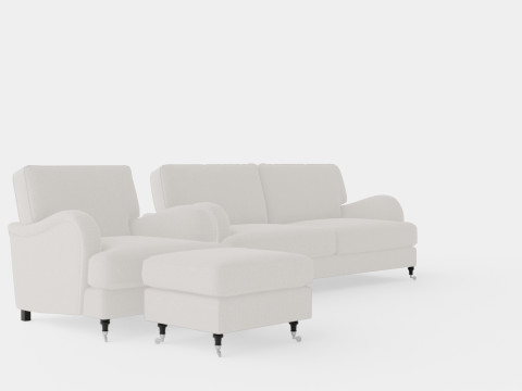 Howard Classic Sofa Group 3 5 Seater Armchair Footstool 3D Model