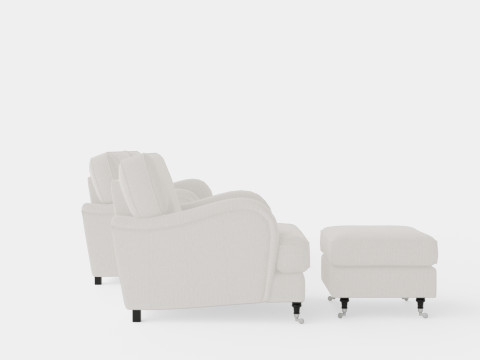 Howard Classic Sofa Group 3 5 Seater Armchair Footstool 3D Model