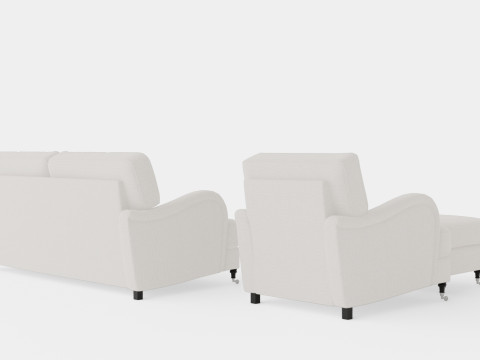 Howard Classic Sofa Group 3 5 Seater Armchair Footstool 3D Model