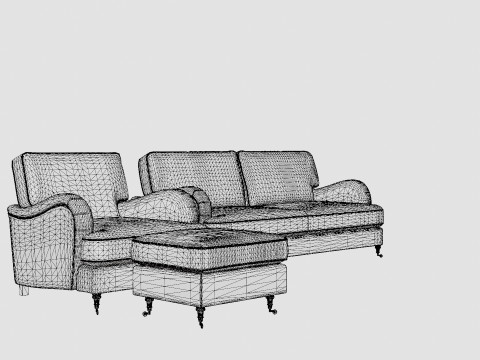 Howard Classic Sofa Group 3 5 Seater Armchair Footstool 3D Model