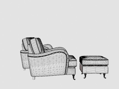 Howard Classic Sofa Group 3 5 Seater Armchair Footstool 3D Model