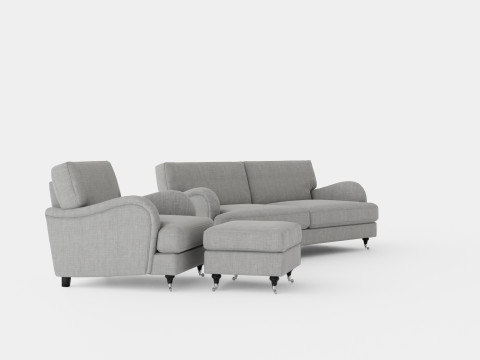 Howard Classic Sofa Group 3 5 Seater Armchair Footstool Gray 3D Model