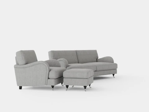 Howard Classic Sofa Group 3 5 Seater Armchair Footstool Gray 3D Model