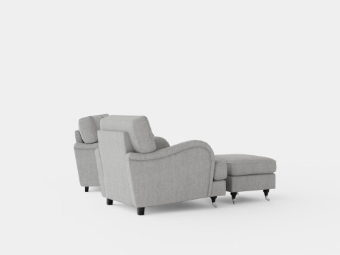 Howard Classic Sofa Group 3 5 Seater Armchair Footstool Gray 3D Model